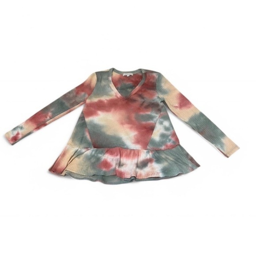 Anthropologie Eri + Ali Tallie Rainbow Tie Dye Waffle Knit sweater, size XS